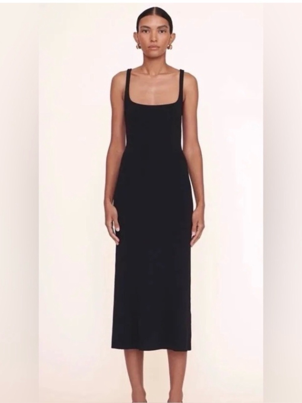 STAUD Black Slim-Strap Paityn Maxi Slip Dress size Small